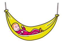 Tekening baby in hangmatje