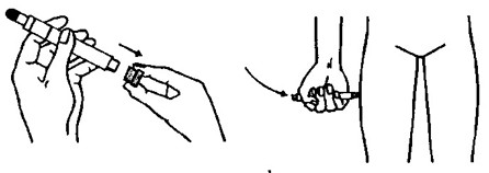 tekening van het gebruik van een noodpen
